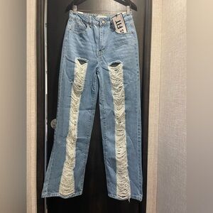 Almost Famous Light Blue Distressed Straight Leg Jeans